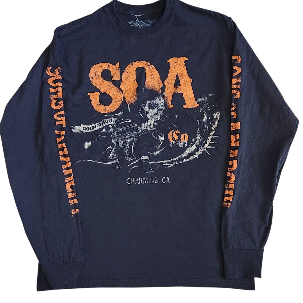 Sons Of Anarchy Long Sleeve T Shirt M Black Grim Reaper Goth Y2K SAMCRO Street
